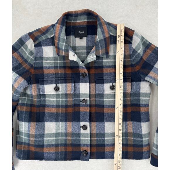 RAILS Womans Jacket Sheffi Vail Wool Blend Plaid Blue Brown Cropped Coat Large - Picture 8 of 9
